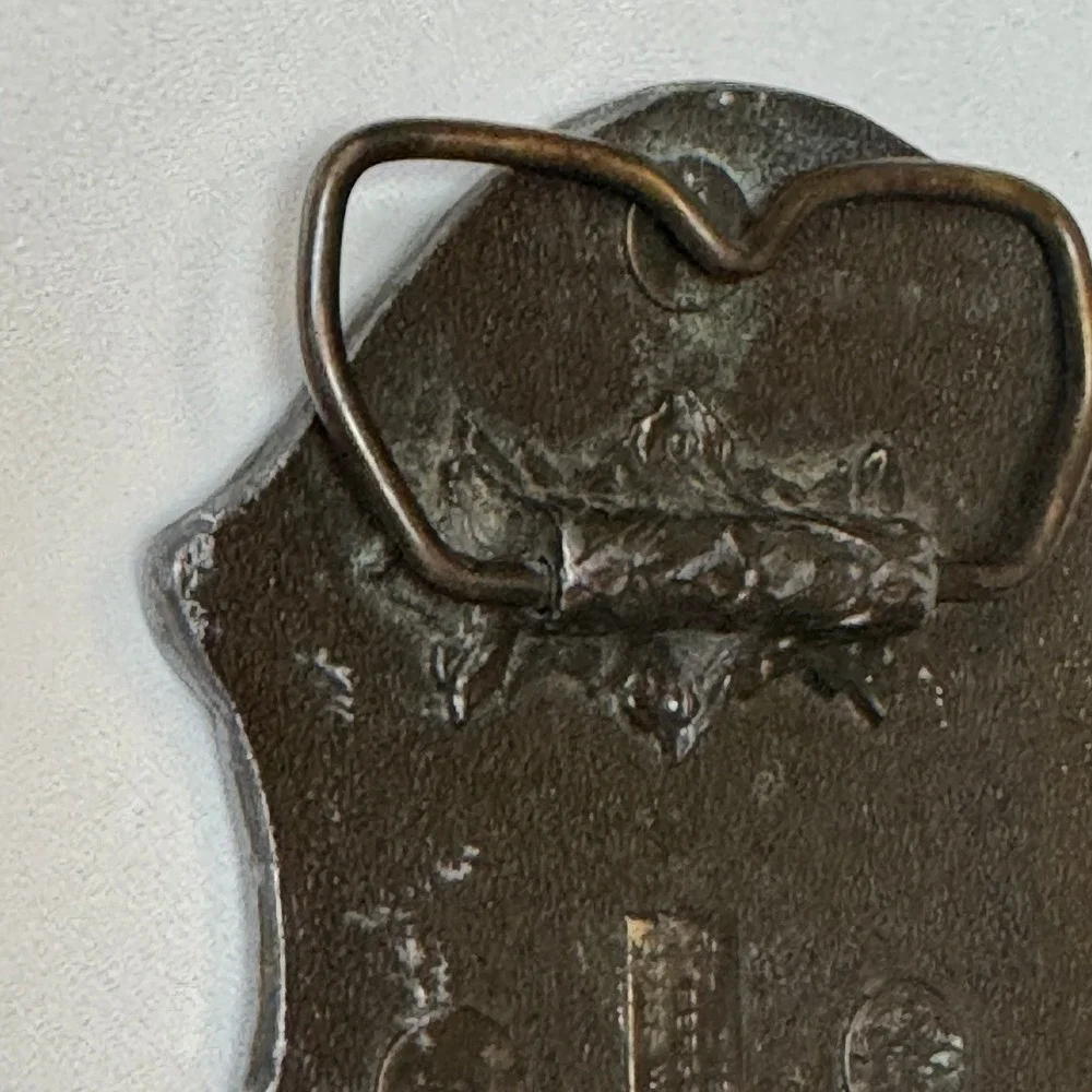 Vintage Pewter Deer‎ Buckle Hunting Scene Belt Buckle Metal Western Cowboy